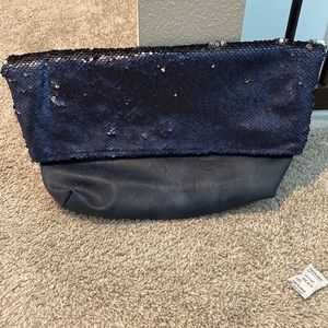 Anthropologie sequin/leather clutch